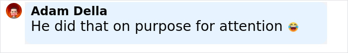 Comment by Adam Della expressing that the sprinter’s wardrobe mishap was intentional for attention. Comment by Adam Della expressing that the sprinter’s wardrobe mishap was intentional for attention.