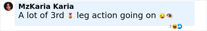 Comment by MzKaria Karia mentioning a lot of third place medal and leg action in a humorous tone. Comment by MzKaria Karia mentioning a lot of third place medal and leg action in a humorous tone.