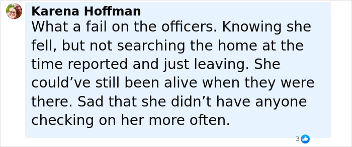 Comment expressing disappointment in officers for not searching the hoarder ex-cop&rsquo;s house where skeletal remains were found.