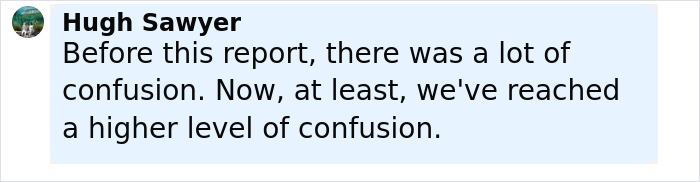 Comment by Hugh Sawyer criticizing report and mentioning confusion, related to Air India pilots crash investigation.