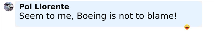Comment by Pol Llorente saying Boeing is not to blame, related to final words between Air India pilots on crash cause.