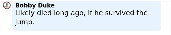 Screenshot of Bobby Duke commenting likely died long ago if he survived the jump, related to newly released DB Cooper FBI docs.