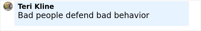Screenshot of a comment saying bad people defend bad behavior in response to Whoopi Goldberg defending CEO Andy Byron.