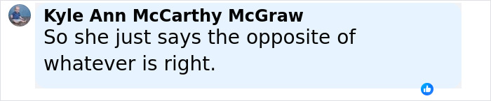 Screenshot of a social media comment by Kyle Ann McCarthy McGraw responding to a controversial celebrity defense.