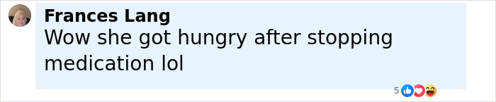 Facebook comment from Frances Lang reacting to a woman going viral after quitting Mounjaro cold turkey.