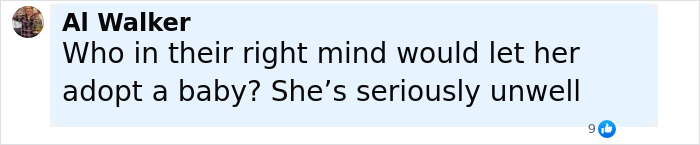 Comment on social media expressing concern about Britney Spears adopting a baby girl.