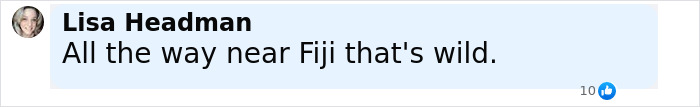 Comment from Lisa Headman near Fiji, discussing a discovery related to the Amelia Earhart mystery in satellite images.