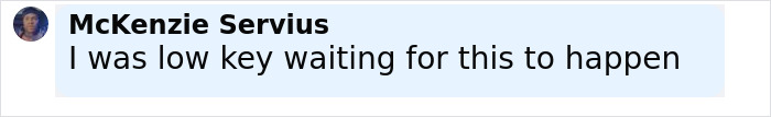 Comment text from McKenzie Servius expressing anticipation for an event related to the Amelia Earhart mystery discovery.