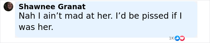 Comment from Shawnee Granat saying she wouldn’t be mad at the Florida woman attacking driver who ran over chicken. - 26