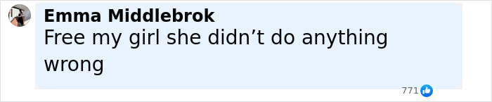 Comment by Emma Middlebrok stating her girl didn’t do anything wrong in response to Florida woman attacking driver. - 5