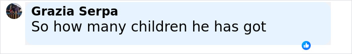 Comment from Grazia Serpa asking how many children Ozzy Osbourne has, shown in a light blue chat bubble with a thumbs-up icon.