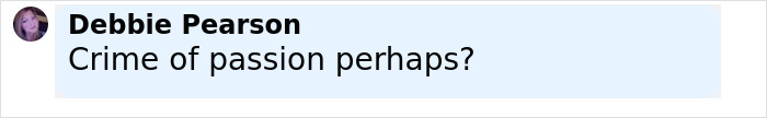 Comment by Debbie Pearson reading Crime of passion perhaps in a social media style format discussing Virginia councilman attack.