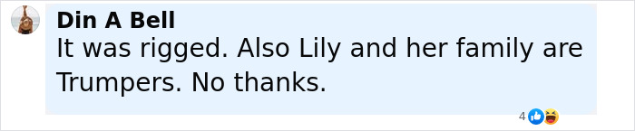 Comment on social media criticizing the Miss Universe Cuba contest, calling it rigged and mentioning political views.