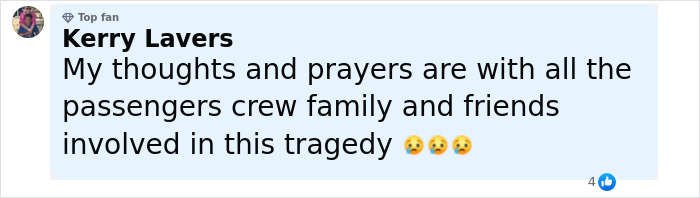 Comment expressing condolences for passengers and crew involved in Bali ferry sinking tragedy with crying emojis.