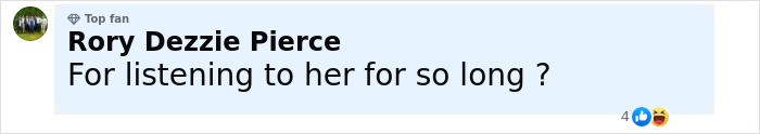 Comment from a social media user named Rory Dezzie Pierce questioning the reason behind Olivia Rodrigo's caring gesture for her crew. Comment from a social media user named Rory Dezzie Pierce questioning the reason behind Olivia Rodrigo's caring gesture for her crew.