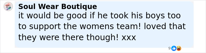 Comment from Soul Wear Boutique expressing support for the women's team after England’s shootout win against Spain. Comment from Soul Wear Boutique expressing support for the women's team after England’s shootout win against Spain.