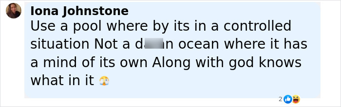 Comment by Iona Johnstone advising to use a controlled pool instead of the ocean for a fear-facing lesson with a child.