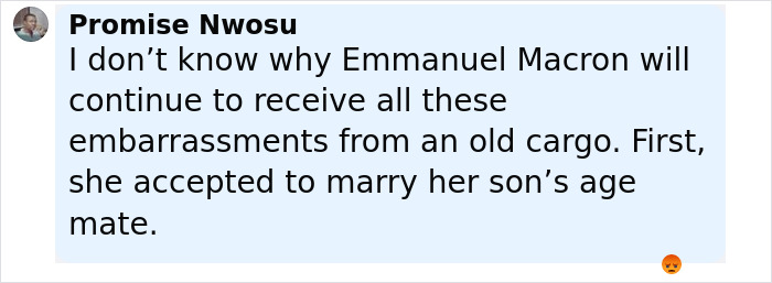 Comment criticizing Brigitte Macron&rsquo;s cold behavior towards husband Emmanuel Macron during UK visit.