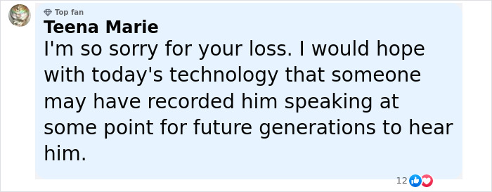 Comment expressing sorrow for the loss of an ancient Native American and hope for language preservation through technology. - 33