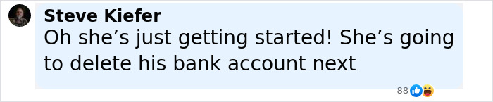 Comment by Steve Kiefer sarcastically about deleting accounts amid wife of CEO accused of cheating scandal online.