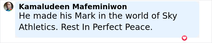 Comment by Kamaludeen Mafeminiwon expressing sympathy for Olympic medalist skier who lost his life after lightning strike. - 11