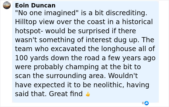Comment by Eoin Duncan discussing the groundbreaking discovery of Neolithic halls older than Stonehenge in Scotland.