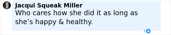 Comment by Jacqui Squeak Miller expressing support for Christina Aguilera’s happiness and health amid Ozempic rumors. - 31