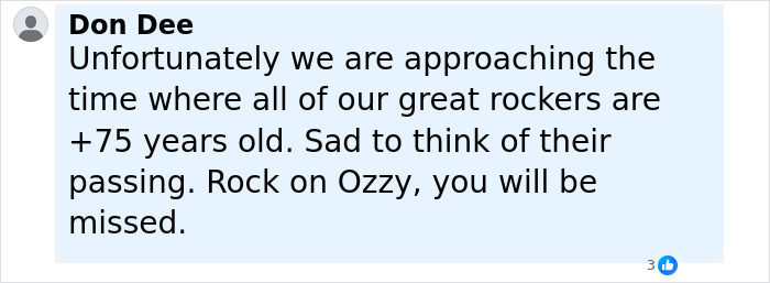Comment by Don Dee reflecting on Black Sabbath&rsquo;s emotional response to Ozzy&rsquo;s passing and remembering his legacy.