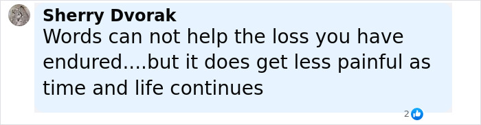 Comment expressing sympathy for loss and reflecting on the pain lessening over time after a young flood victim tragedy.