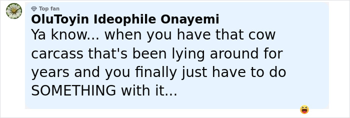 Comment about a cow carcass and the need to do something with it, related to scientists studying deep-sea environments.