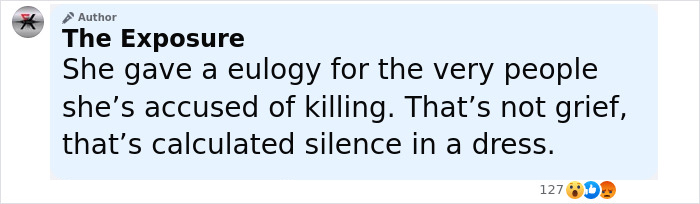 Screenshot of a chilling eulogy text suggesting a 17-year-old girl may have killed her own parents in their sleep.