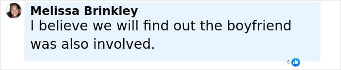 Chat comment by Melissa Brinkley speculating on boyfriend&rsquo;s involvement in chilling eulogy that made cops suspect 17YO girl.