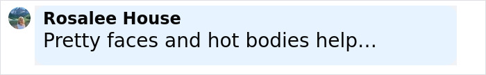 Screenshot of a social media comment reading Rosalee House Pretty faces and hot bodies help, related to ostomy bag awareness.