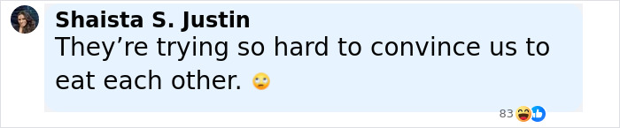 Screenshot of a social media comment referencing archaeologists discovering gruesome evidence of prehistoric ancestors eating toddlers.