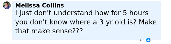 Comment expressing confusion over not knowing the whereabouts of a 3-year-old boy in temporary foster care. - 18