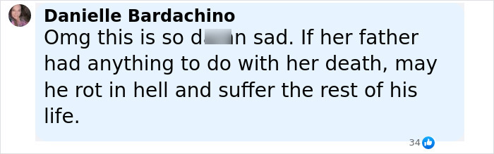 Comment expressing grief and anger over the death of a missing 9-year-old girl with police noting report inconsistencies.
