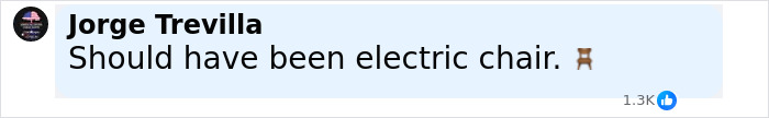 Comment by Jorge Trevilla stating should have been electric chair with a chair emoji, discussing Bryan Kohberger crime details. - 31