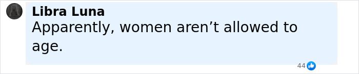 Comment from Libra Luna on social media, addressing age and criticism related to Ulrika Jonsson over-tanned face.