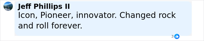 Facebook comment by Jeff Phillips II calling Ozzy an icon, pioneer, and innovator who changed rock and roll forever in a tribute to Black Sabbath.