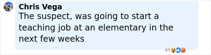 Comment by Chris Vega about a suspect connected to the Devil's Den case involving a brutal slaying of a couple. - 16