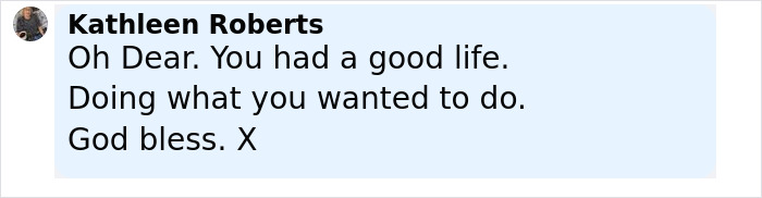 Comment by Kathleen Roberts expressing condolences and reflecting on the life of Rock God Ozzy Osbourne after his passing. - 15