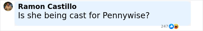 Screenshot of a social media comment humorously questioning if Kathy Griffin is being cast for Pennywise, sparking meme frenzy.