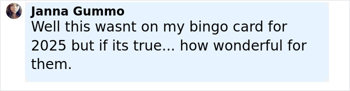 Comment from Janna Gummo expressing surprise and happiness about Pamela Anderson dating Liam Neeson for a while. - 6