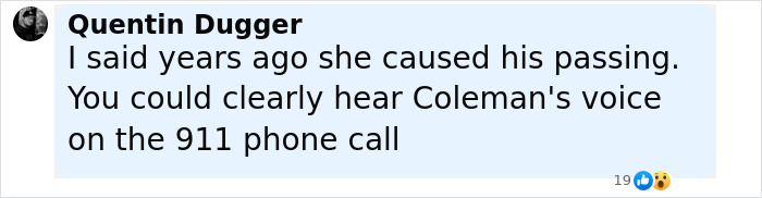 Comment mentioning Shannon Price breaking silence on ending ex-husband Gary Coleman's life with reference to a 911 phone call. Comment mentioning Shannon Price breaking silence on ending ex-husband Gary Coleman's life with reference to a 911 phone call.