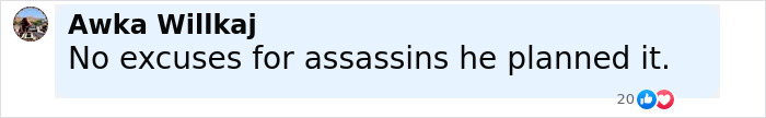 Comment stating no excuses for assassins as Idaho teen sniper's Instagram story motive is revealed by grandpa.