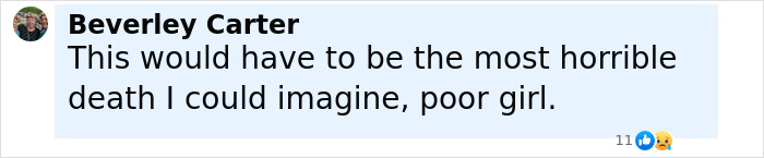 Comment by Beverley Carter expressing sorrow about a tourist's tragic death after falling into a volcano.