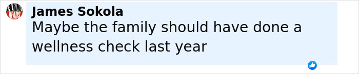 Facebook comment by James Sokola saying Maybe the family should have done a wellness check last year regarding police hoarder ex-cop case.