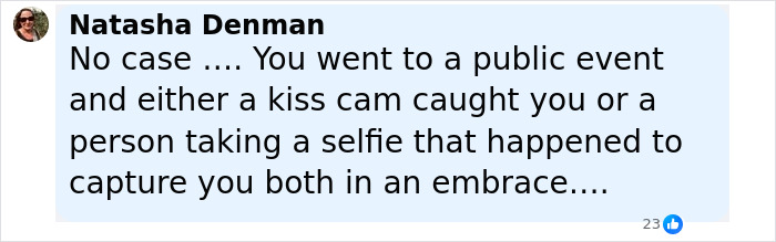 Screenshot of a social media comment discussing a kiss cam incident involving disgraced CEO Andy Byron.