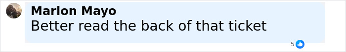 Comment from Marlon Mayo saying Better read the back of that ticket, related to disgraced CEO Andy Byron allegedly planning to sue Coldplay.
