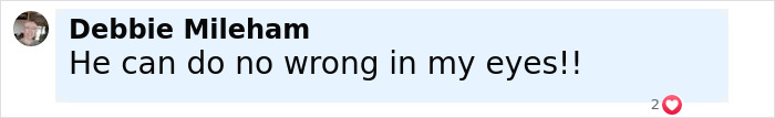 Comment by Debbie Mileham saying he can do no wrong in my eyes, referring to Johnny Depp and Fantastic Beasts franchise.